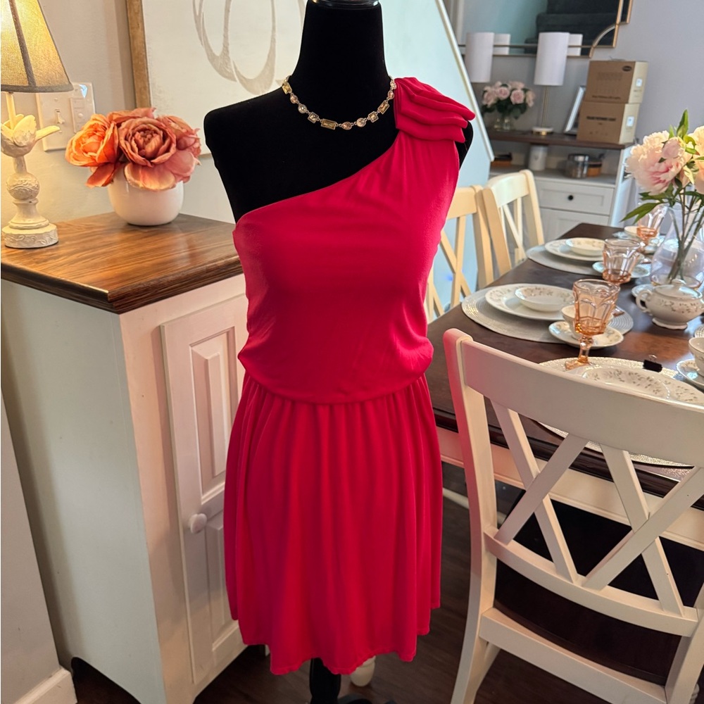 Bright pink one shoulder dress